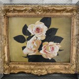 A21. Vintage rose painting on board. 